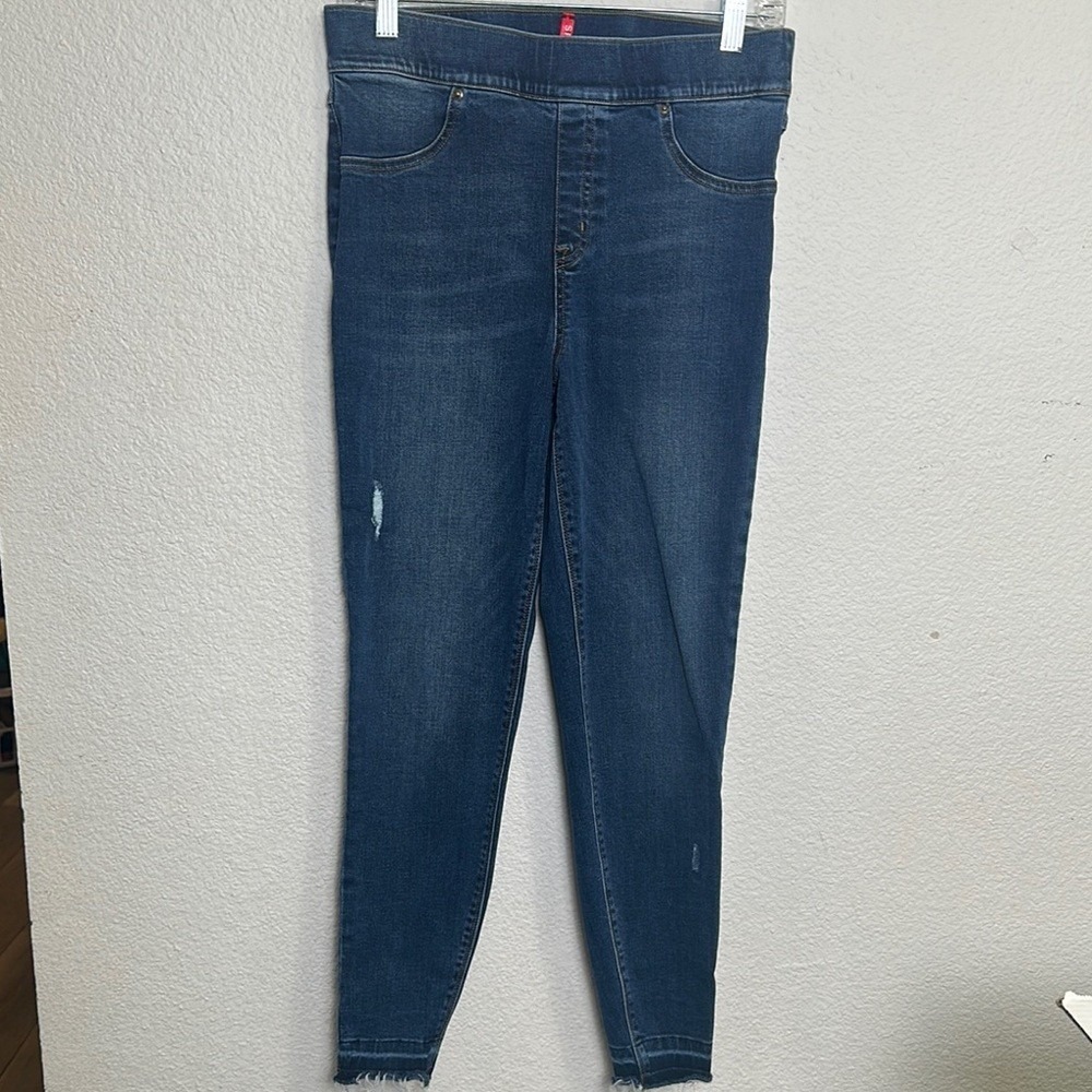SPANX‎ Pull On Skinny Stretchy Denim Jegging Jeans Womens Sz Large Tummy Control